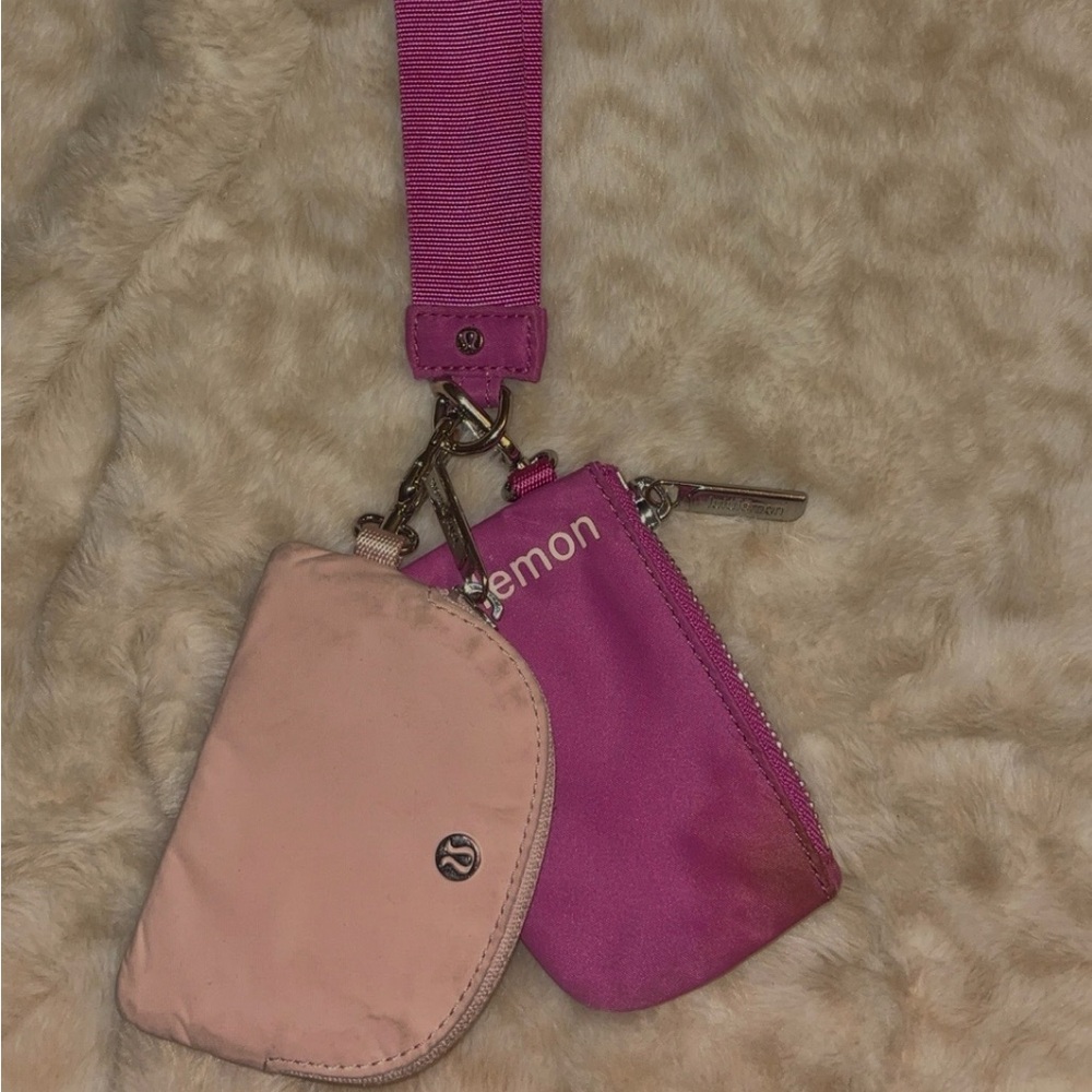 Pink Lululemon Dual Pouch Wristlet